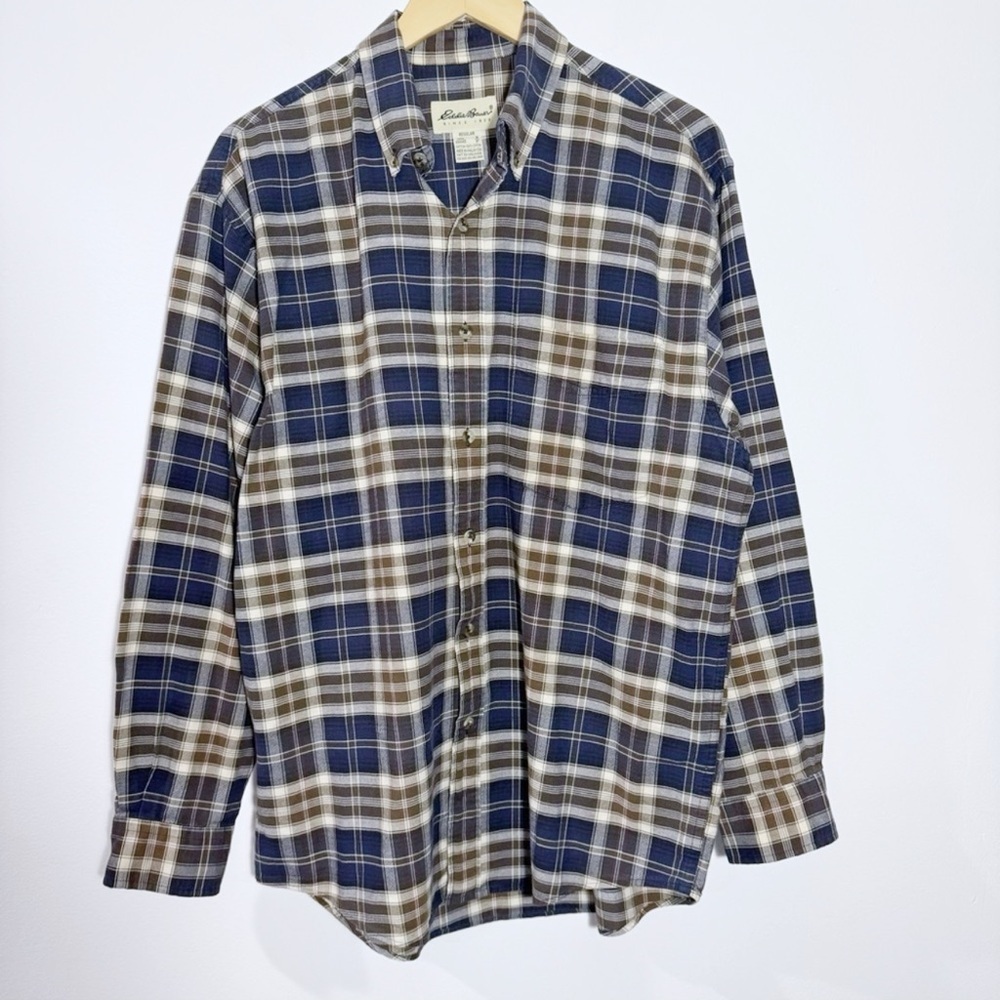 Eddie Bauer Blue and Orange Button‎ Down Shirt Size Small